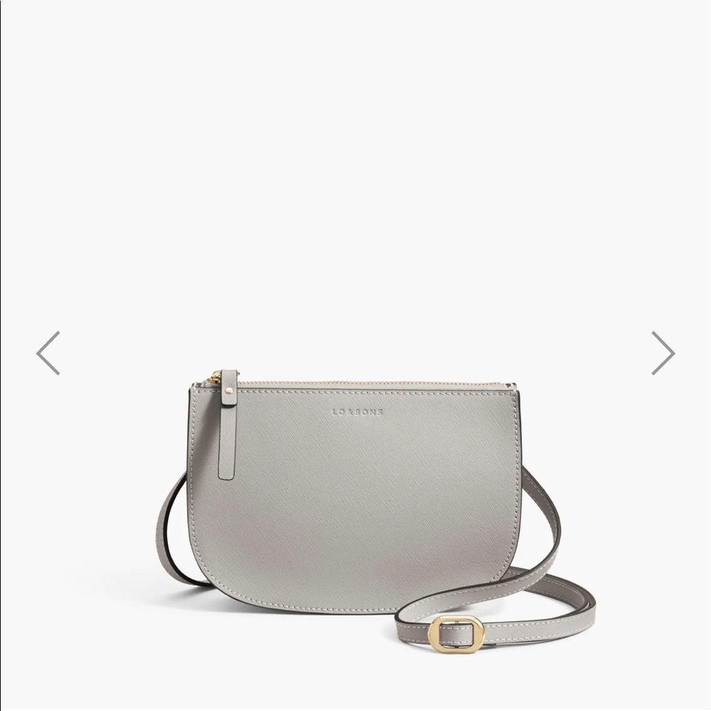 NWT Lo & Sons - Waverly 2 Large, Light Gray, Saffiano Leather, Gold Hardware